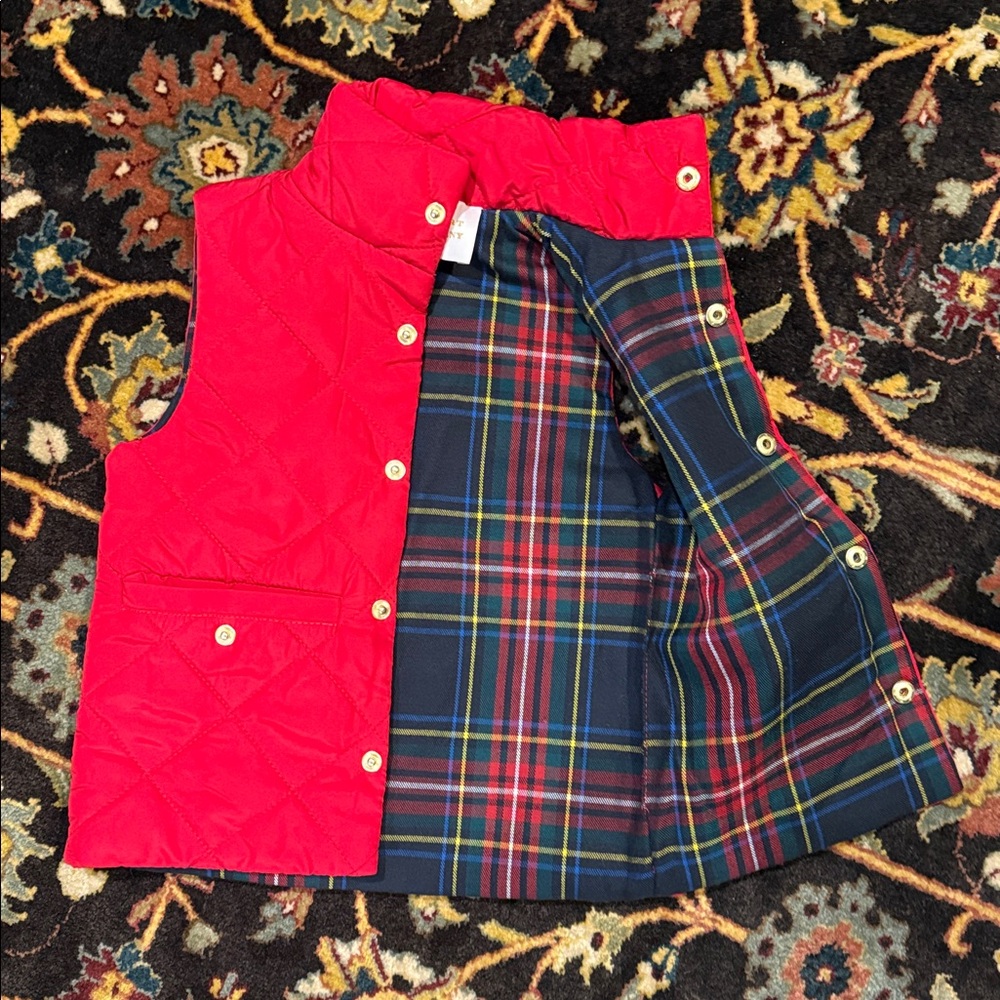 The Beaufort Bonnet Company Scarlet Quilted Vest with Tartan Lining